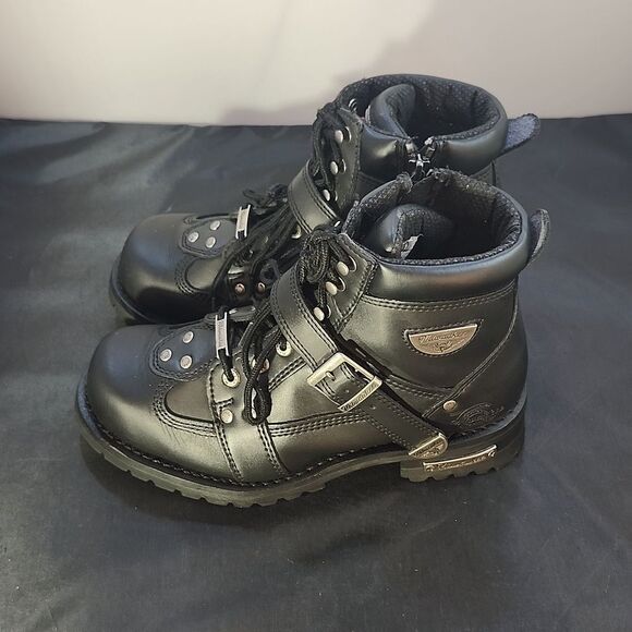 MILWAUKEE MOTORCYCLE CLOTHING COMPANY MB433 MEN'S BLACK ROAD CAPTAIN BOOT - Picture 6 of 16